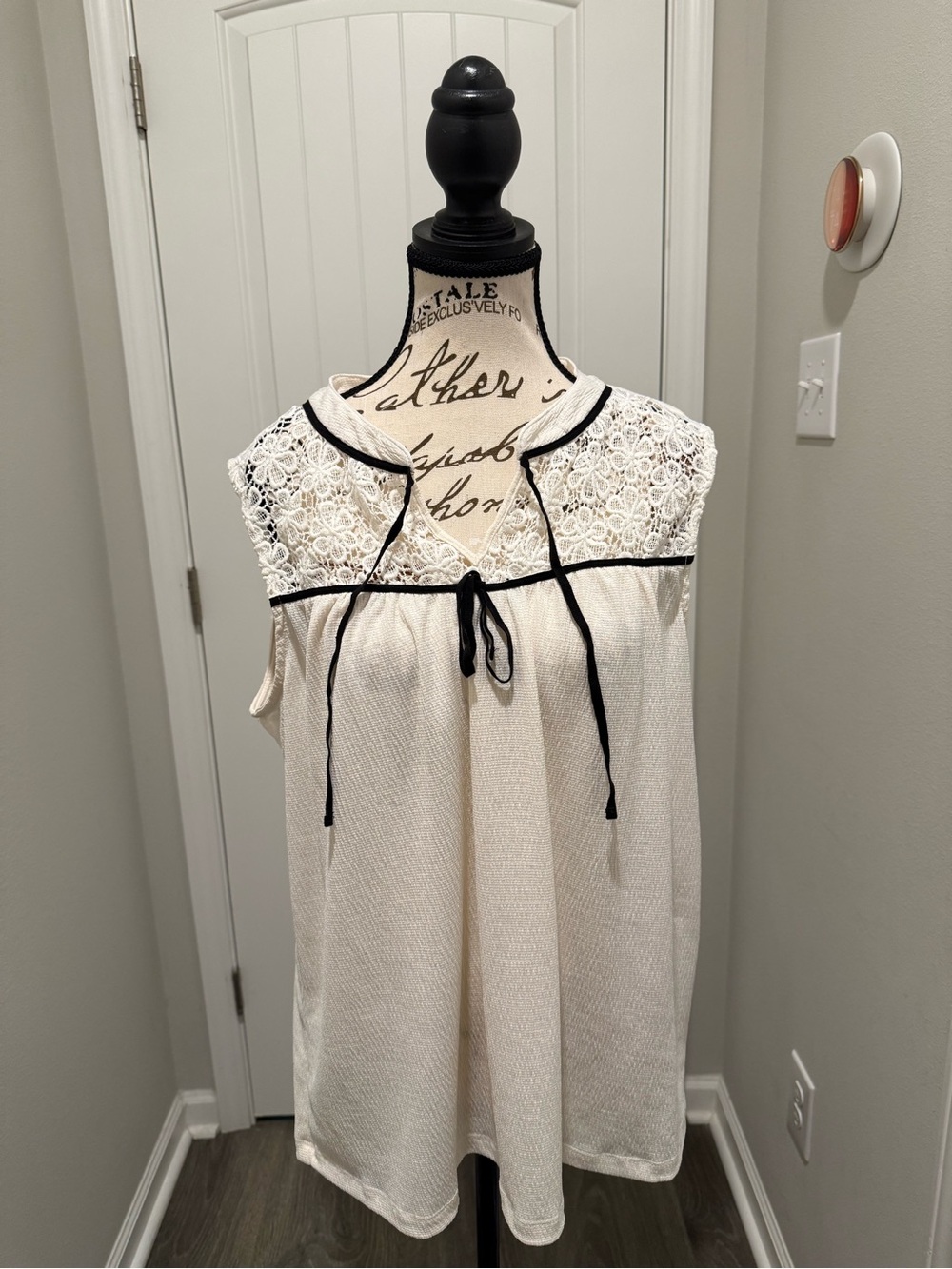 Fred David Ivory Tunic with Black Label Detail